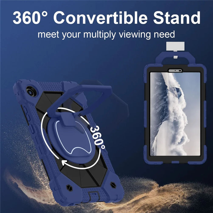 For Lenovo Tab K9 / Tab One Case Silicone + PC Kickstand Tablet Cover - Navy Blue / Black - 4