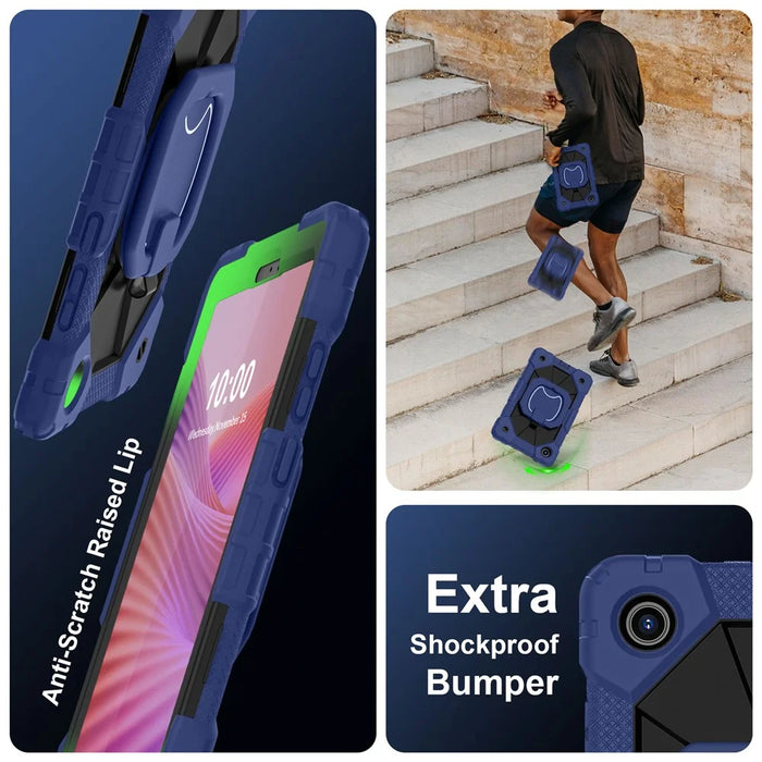 For Lenovo Tab K9 / Tab One Case Silicone + PC Kickstand Tablet Cover - Navy Blue / Black - 5