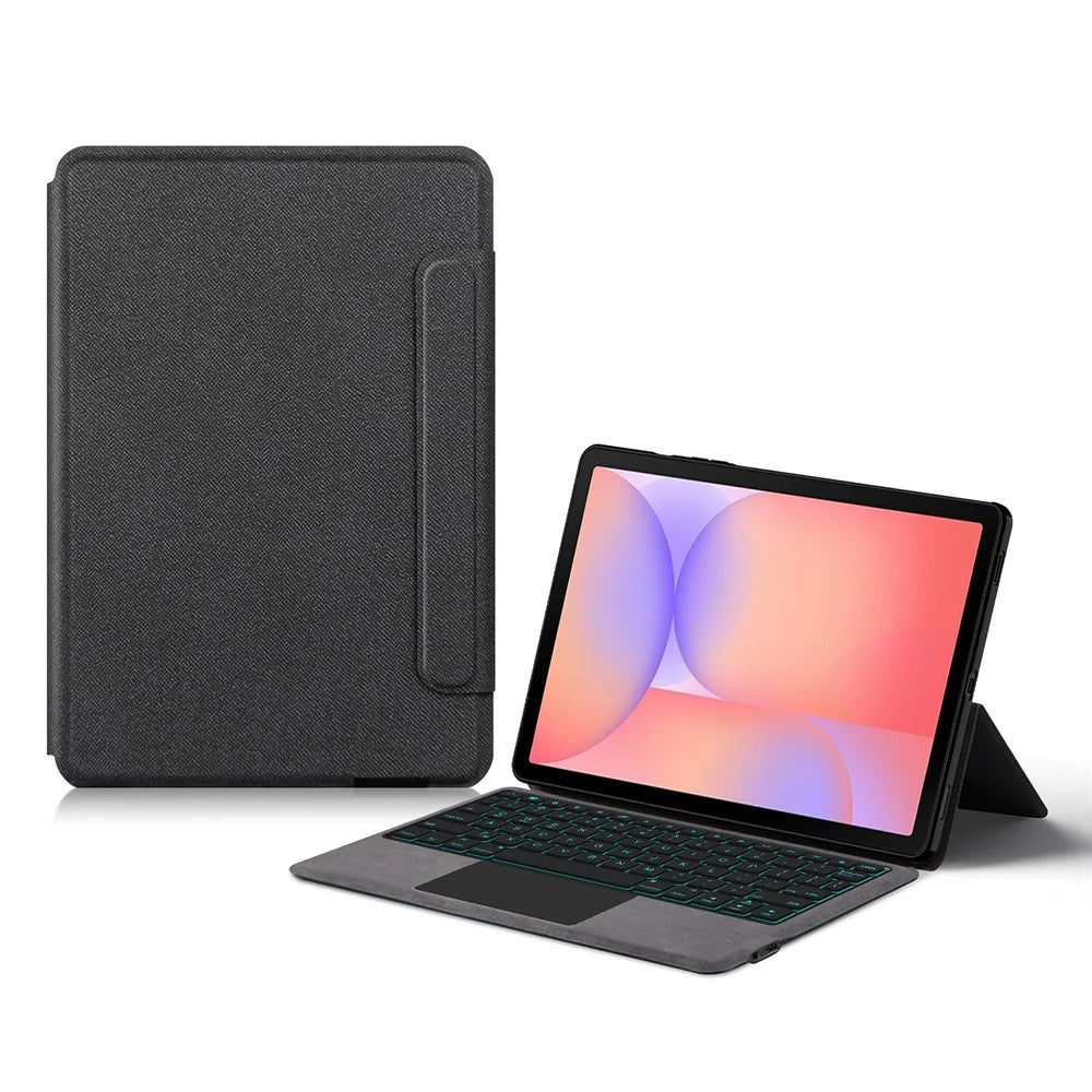 For Samsung Galaxy Tab S10 Lite Leather Case + Touchpad Bluetooth-Compatible Keyboard with Backlit - 1