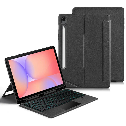 For Samsung Galaxy Tab S10 Lite Leather Case + Bluetooth-Compatible Keyboard with Backlight Trackpad - 1