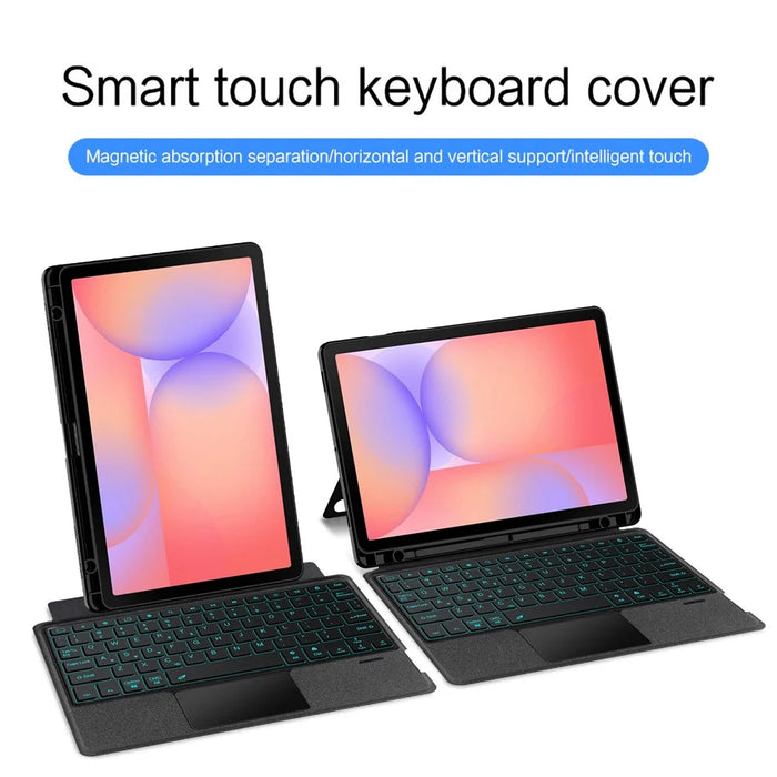 For Samsung Galaxy Tab S10 Lite Leather Case + Bluetooth-Compatible Keyboard with Backlight Trackpad - 7