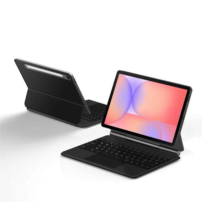 For Samsung Galaxy Tab S10 Lite Floating Magnetic Bluetooth-Compatible Keyboard (French) + Leather Tablet Case - Black - 6