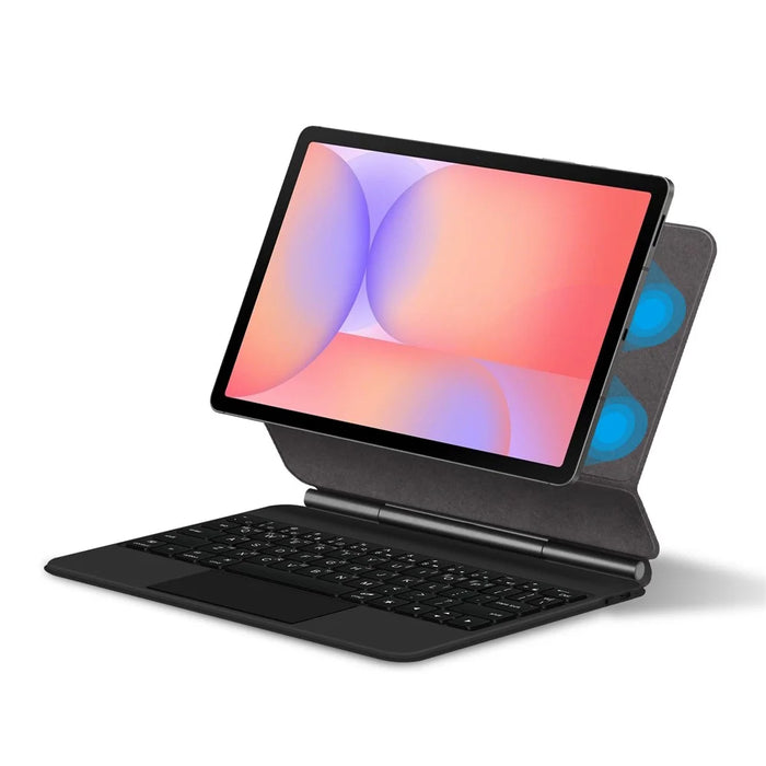 For Samsung Galaxy Tab S10 Lite Floating Magnetic Bluetooth-Compatible Keyboard (Korean) + Leather Tablet Case - Black - 2