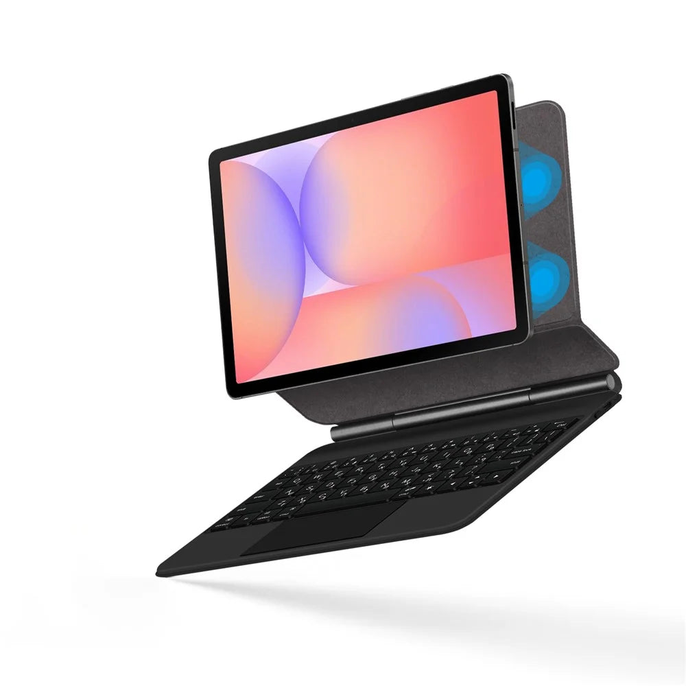 For Samsung Galaxy Tab S10 Lite Magnetic Floating Bluetooth-Compatible Keyboard (Hebrew) + Leather Tablet Case - Black - 3