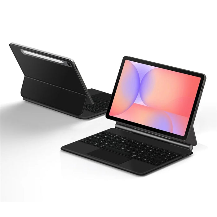For Samsung Galaxy Tab S10 Lite Magnetic Floating Bluetooth-Compatible Keyboard (English) + Leather Tablet Case - Black - 7