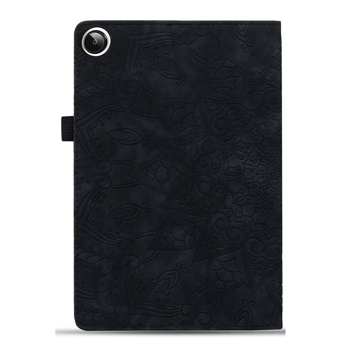For Samsung Galaxy Tab A11 X133 X130 / Tab A9 Tablet Case Card Slots Leather Cover Flower Pattern - Black - 5