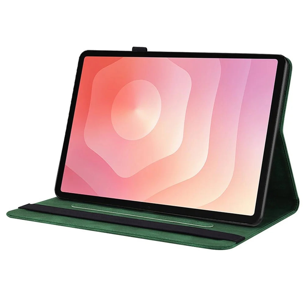 For Samsung Galaxy Tab S11 Case Butterfly Flower Imprint PU Leather Tablet Cover with Card Slots - Green - 3