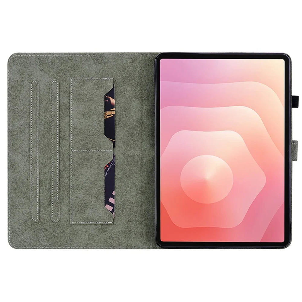 For Samsung Galaxy Tab S11 Case Tiger Imprint Anti-Scratch PU Leather Tablet Cover - Grey - 2