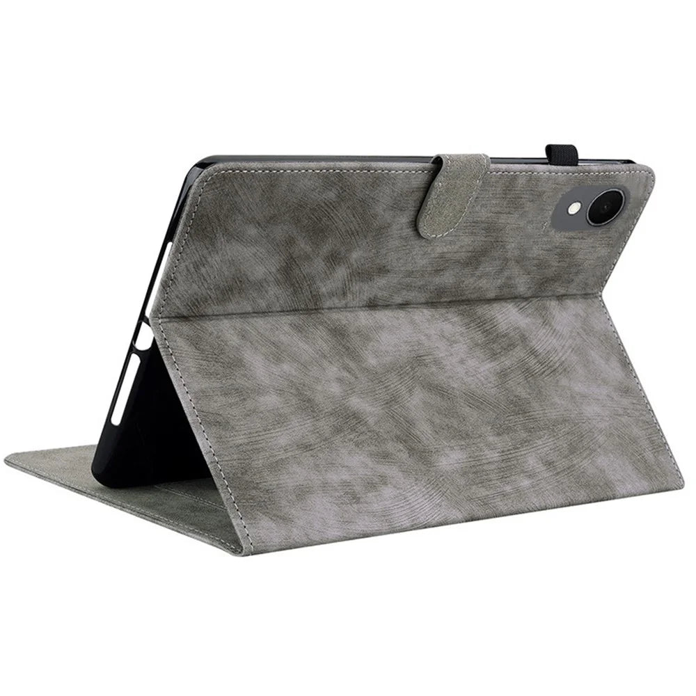For Samsung Galaxy Tab S11 Case Tiger Imprint Anti-Scratch PU Leather Tablet Cover - Grey - 4