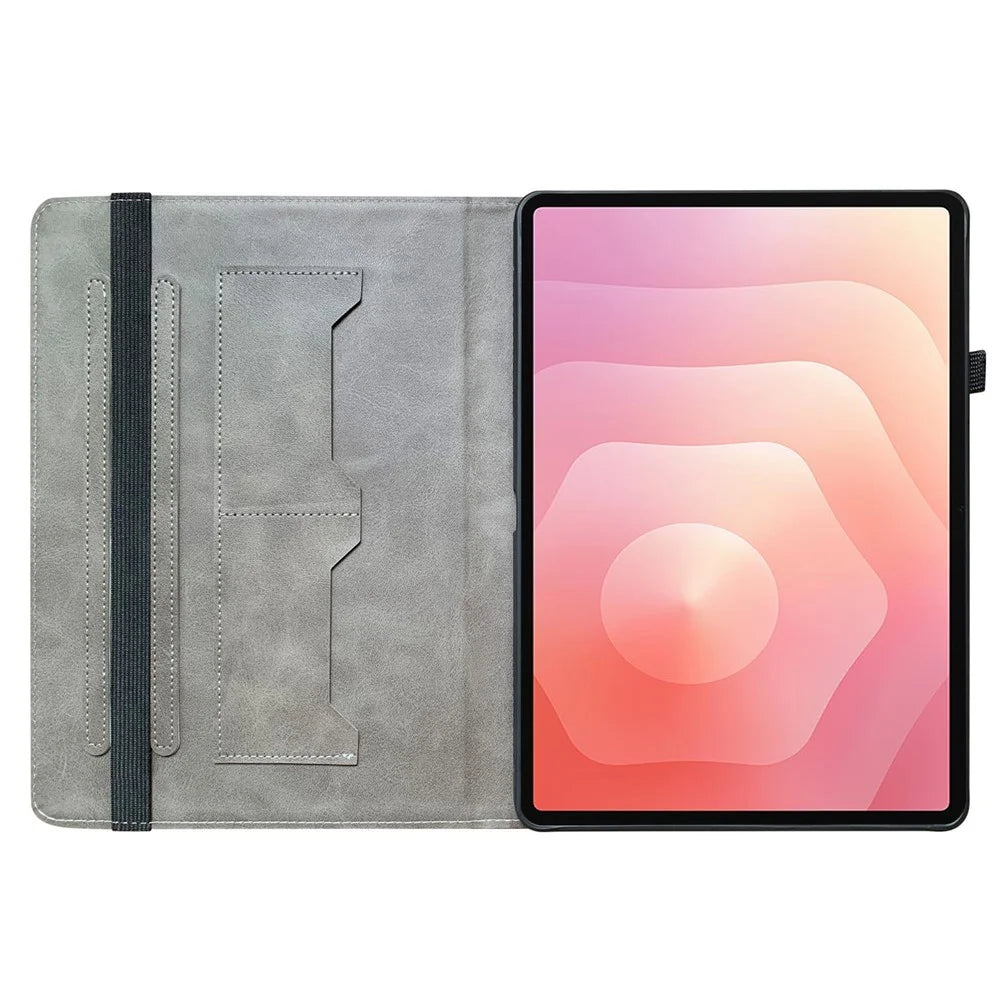 For Samsung Galaxy Tab S11 Leather Case Pattern Printed Stand Tablet Cover with Card Slots - Plum Blossom - 2