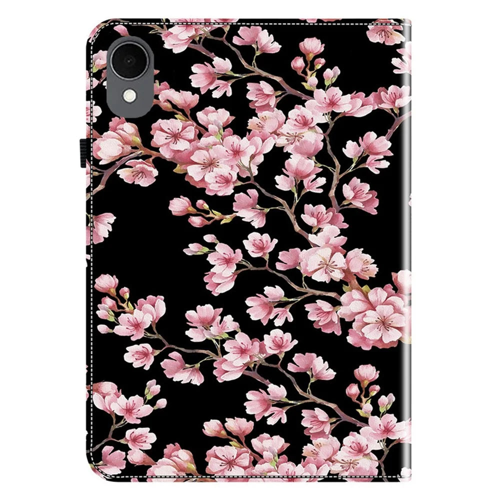 For Samsung Galaxy Tab S11 Leather Case Pattern Printed Stand Tablet Cover with Card Slots - Plum Blossom - 6