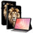 For Samsung Galaxy Tab S11 Leather Case Pattern Printed Stand Tablet Cover with Card Slots - Lion Head - 1