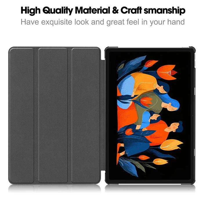 For Lenovo Idea Tab Plus Case Anti-Drop Leather Stand Tablet Cover - Black - 3