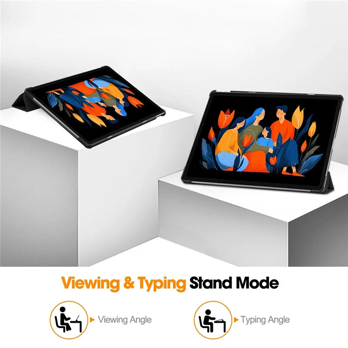 For Lenovo Idea Tab Plus Case Anti-Drop Leather Stand Tablet Cover - Black - 5