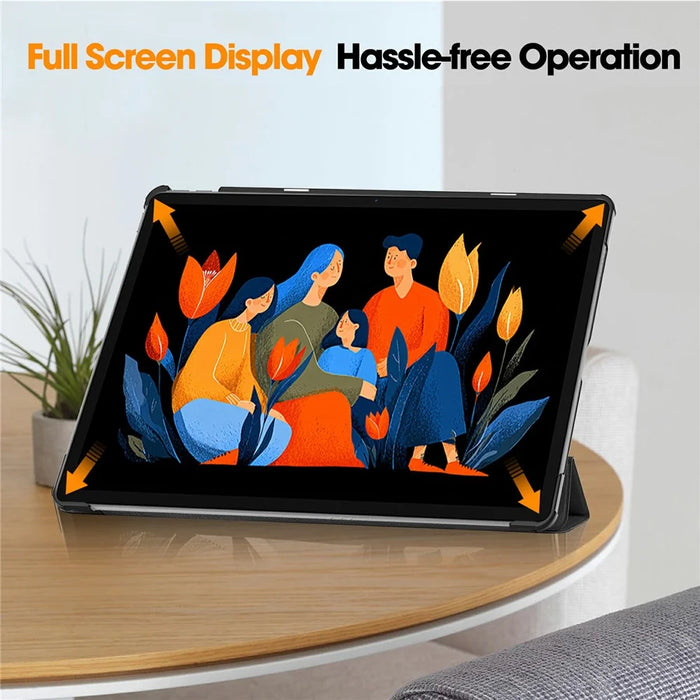 For Lenovo Idea Tab Plus Case Anti-Drop Leather Stand Tablet Cover - Black - 6