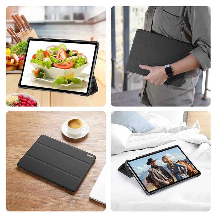 DUX DUCIS For OnePlus Pad Lite / Oppo Pad SE Case  Domo Series Tri-fold Stand PU Leather Tablet Cover - Black - 2