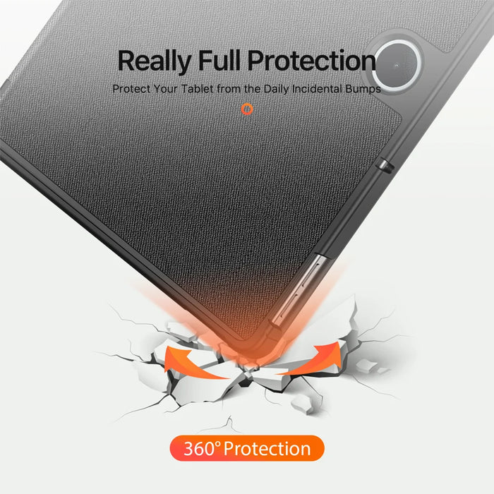 DUX DUCIS For OnePlus Pad Lite / Oppo Pad SE Case  Domo Series Tri-fold Stand PU Leather Tablet Cover - Black - 7
