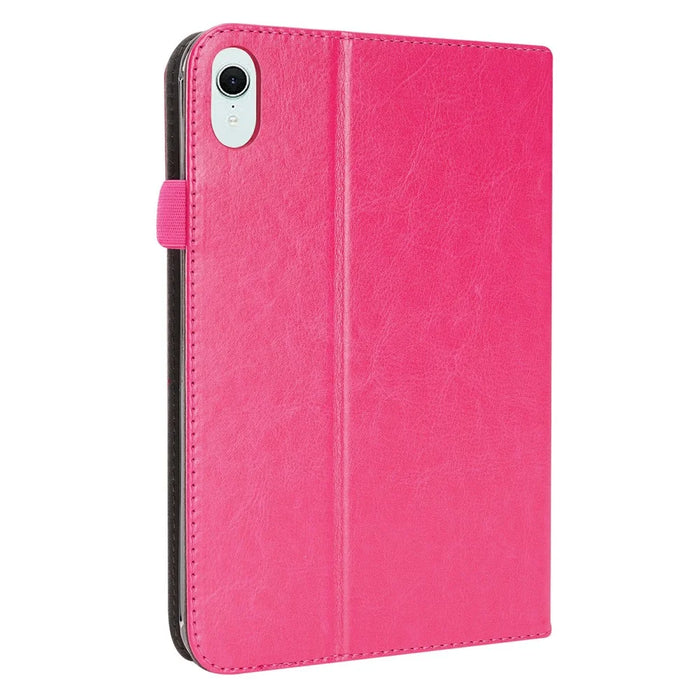 For iPad mini (2024)  /  (2021) Case Two-Fold Stand Crazy Horse Texture PU Leather Tablet Cover with Card Slots - Rose - 4
