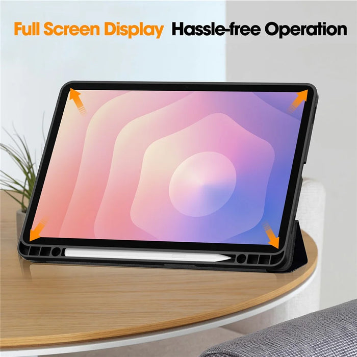 For Samsung Galaxy Tab S11 Tablet Case Pattern Printing Tri-Fold Stand Leather + TPU Cover with Pen Holder - Don't Touch Me - 7