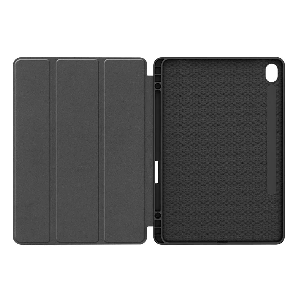 For Samsung Galaxy Tab S11 Stand Case Shock-Absorbent Leather Tablet Cover with Pen Slot - Black - 2