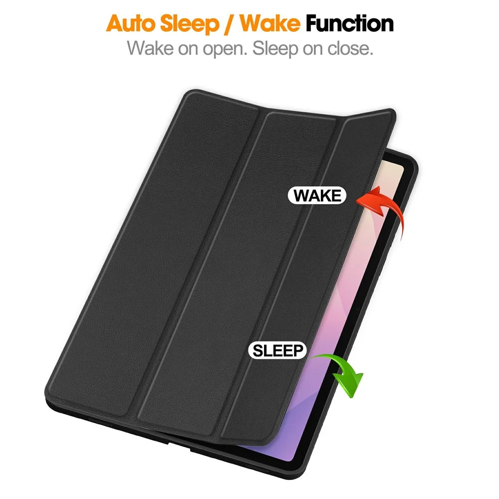 For Samsung Galaxy Tab S11 Stand Case Shock-Absorbent Leather Tablet Cover with Pen Slot - Black - 5
