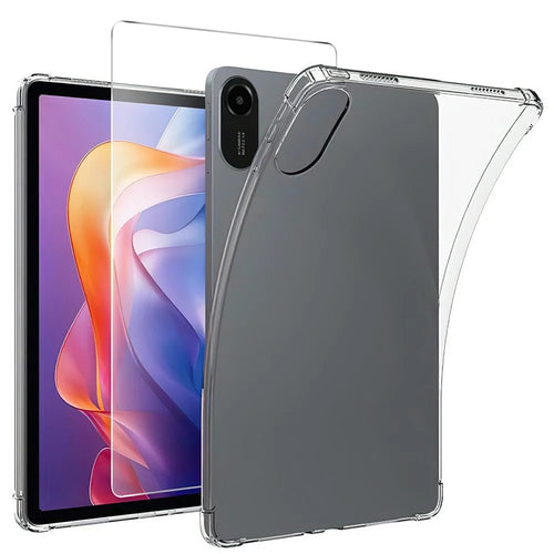 For Xiaomi Redmi Pad 2 11 Case TPU Drop-Resistant Clear Tablet Cover + Tempered Glass Screen Film - 1
