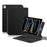For iPad Pro 13 (2025) / 13 (2024) Smart Pogo Pin Direct Connection Keyboard (German Layout) + Leather Tablet Case - Black - 2