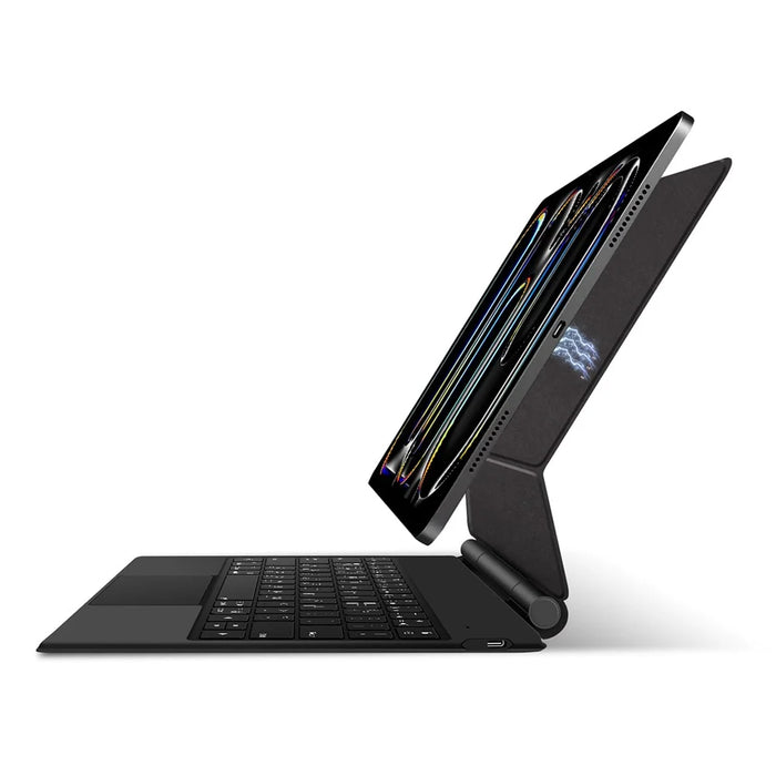For iPad Pro 11 (2025) / 11 (2024) Smart Pogo Pin Direct Connection Keyboard (Korean Layout) + Leather Tablet Case - Black - 4