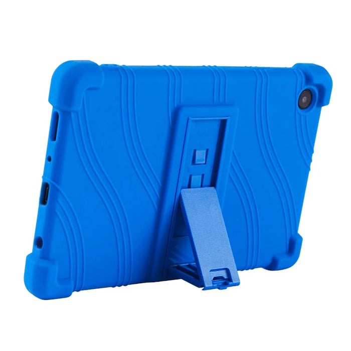 For Samsung Galaxy Tab A11 Case Adjustable Kickstand Silicone Tablet Protective Cover - Dark Blue - 3