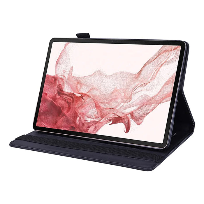For Samsung Galaxy Tab S11 Ultra Tablet Case Card Slots Leather Cover Flower Pattern - Black - 4