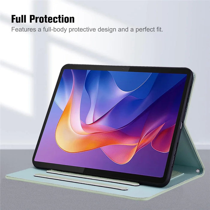 For Samsung Galaxy Tab S11 Ultra Wallet Case Leather Stand Tablet Cover with Stylus Holder, 3D Effect Cat Pattern - Green - 2