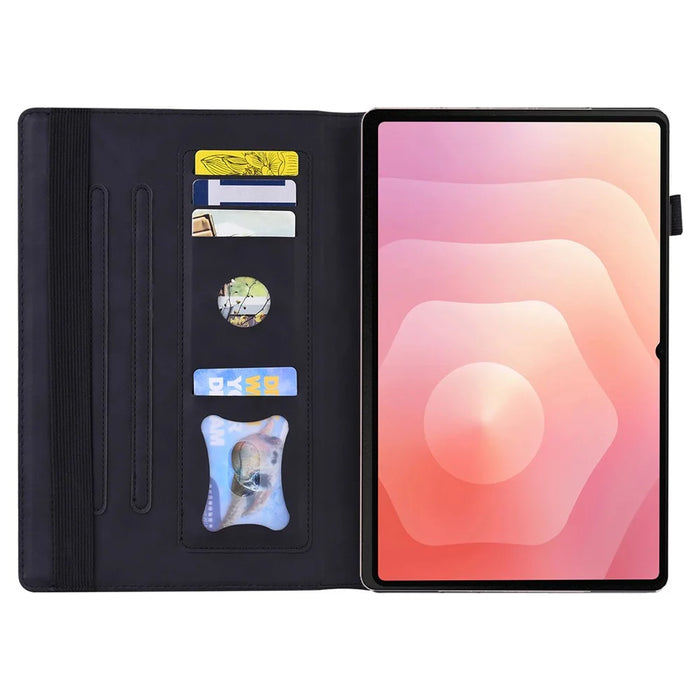 For Samsung Galaxy Tab S11 Ultra Case PU Leather Protective Folio Tablet Cover with Card Holder - Black - 2