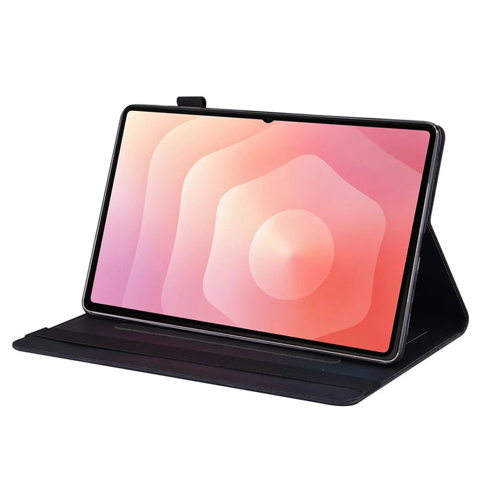 For Samsung Galaxy Tab S11 Ultra Case PU Leather Protective Folio Tablet Cover with Card Holder - Black - 3
