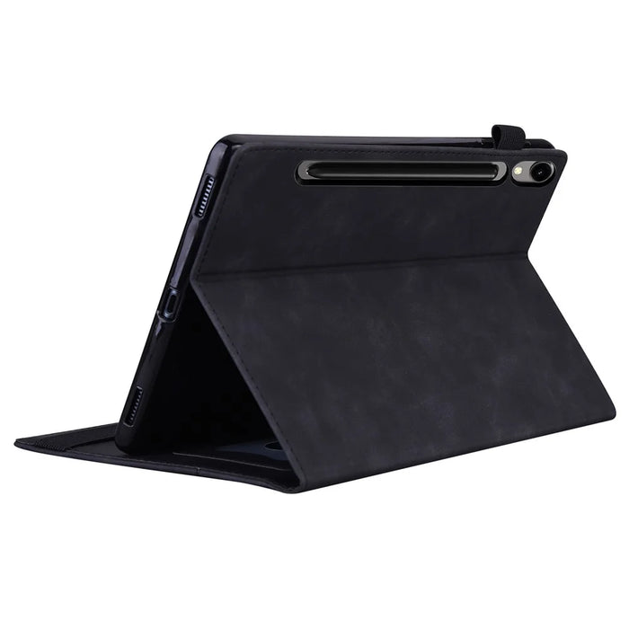 For Samsung Galaxy Tab S11 Ultra Case PU Leather Protective Folio Tablet Cover with Card Holder - Black - 4