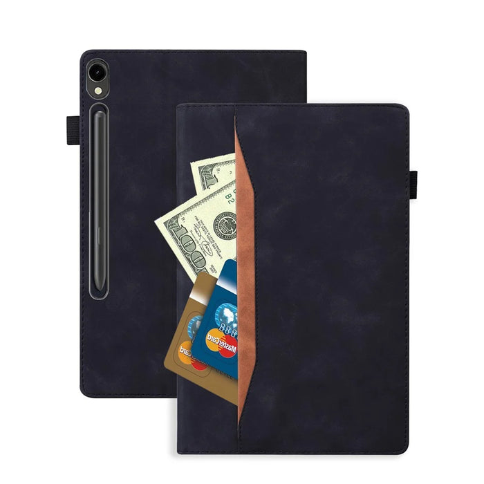 For Samsung Galaxy Tab S11 Ultra Case PU Leather Protective Folio Tablet Cover with Card Holder - Black - 7