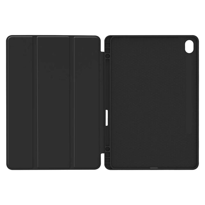 For Samsung Galaxy Tab S11 Case Trifold Stand Solid Color Leather Tablet Cover with Pen Slot - Black - 2