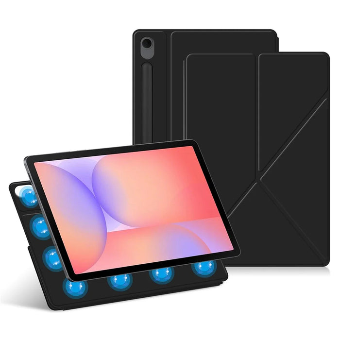 For Samsung Galaxy Tab S10 Lite Leather Case Origami Stand Magnetic Tablet Cover Auto Wake  /  Sleep - Black - 1
