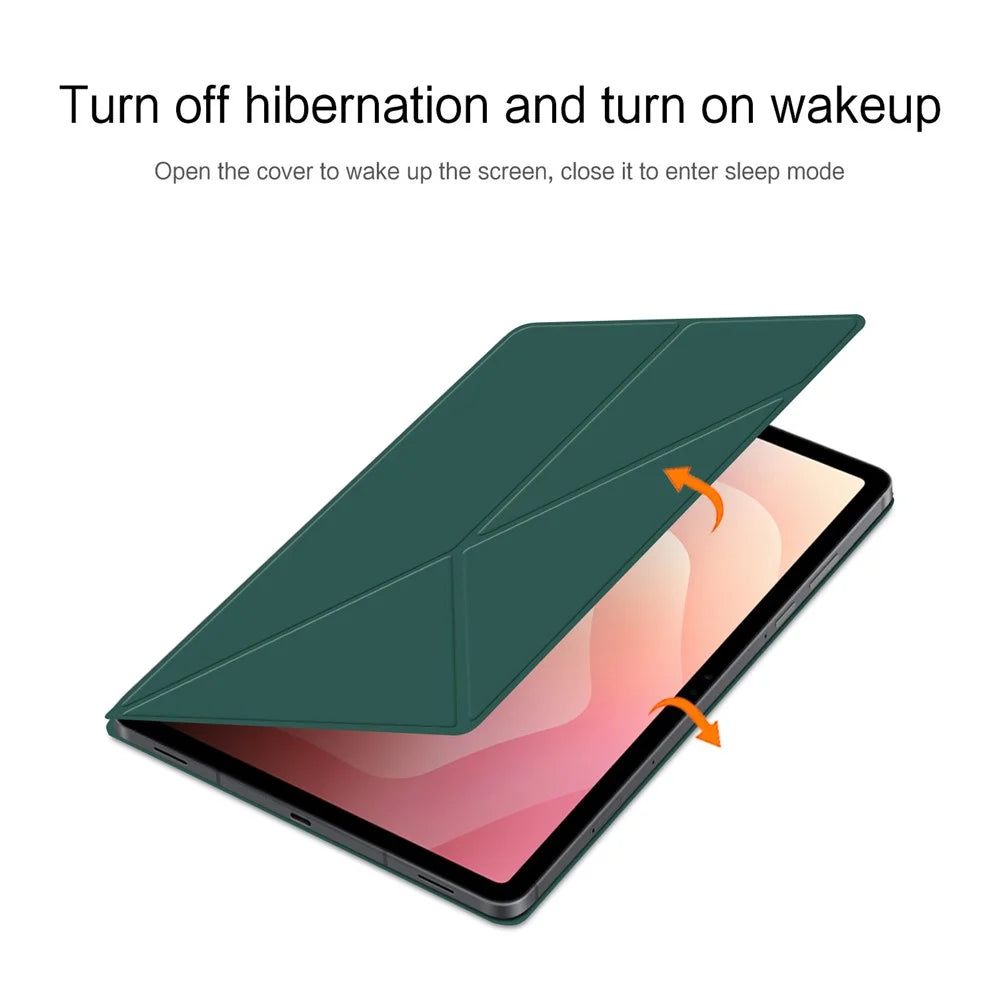 For Samsung Galaxy Tab S11 Leather Case Origami Stand Magnetic Tablet Cover Auto Wake  /  Sleep - Green - 7