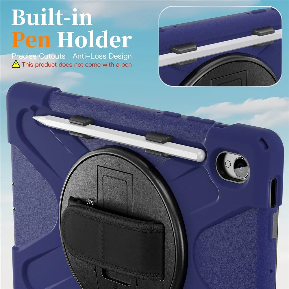 For Samsung Galaxy Tab S11 Case TPU + PC + Silicone Kickstand Anti Drop Tablet Cover - Navy Blue - 2