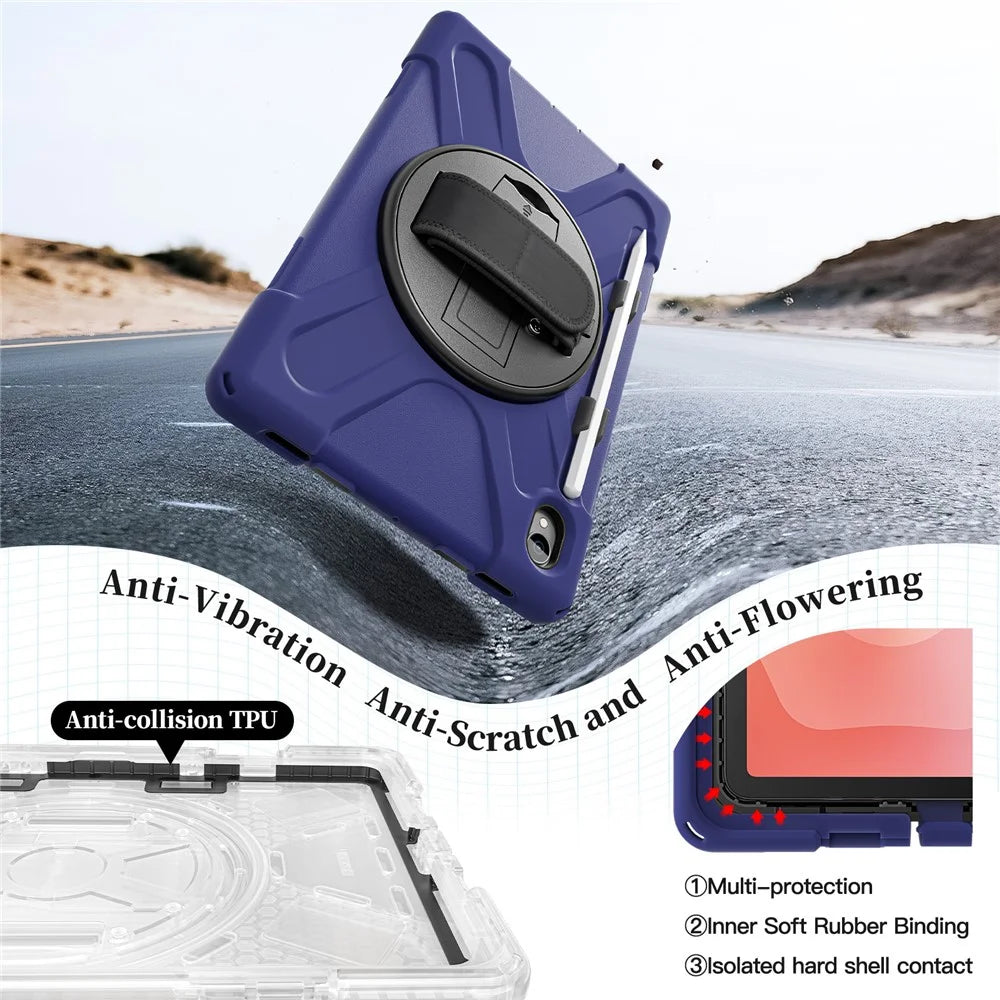 For Samsung Galaxy Tab S11 Case TPU + PC + Silicone Kickstand Anti Drop Tablet Cover - Navy Blue - 3