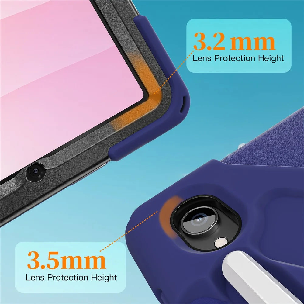For Samsung Galaxy Tab S11 Case TPU + PC + Silicone Kickstand Anti Drop Tablet Cover - Navy Blue - 6