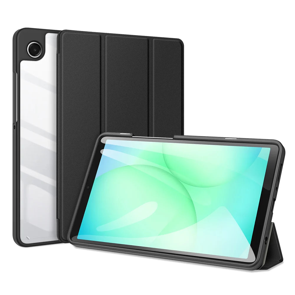 DUX DUCIS For Samsung Galaxy Tab A9 / Galaxy Tab A11 Case  TOBY Series Tri-fold Stand PU Leather Tablet Cover - Black - 1