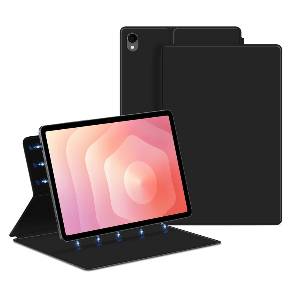 For Samsung Galaxy Tab S11 Case Stand Magnetic Leather Tablet Cover with Auto Sleep / Wake - Black - 1