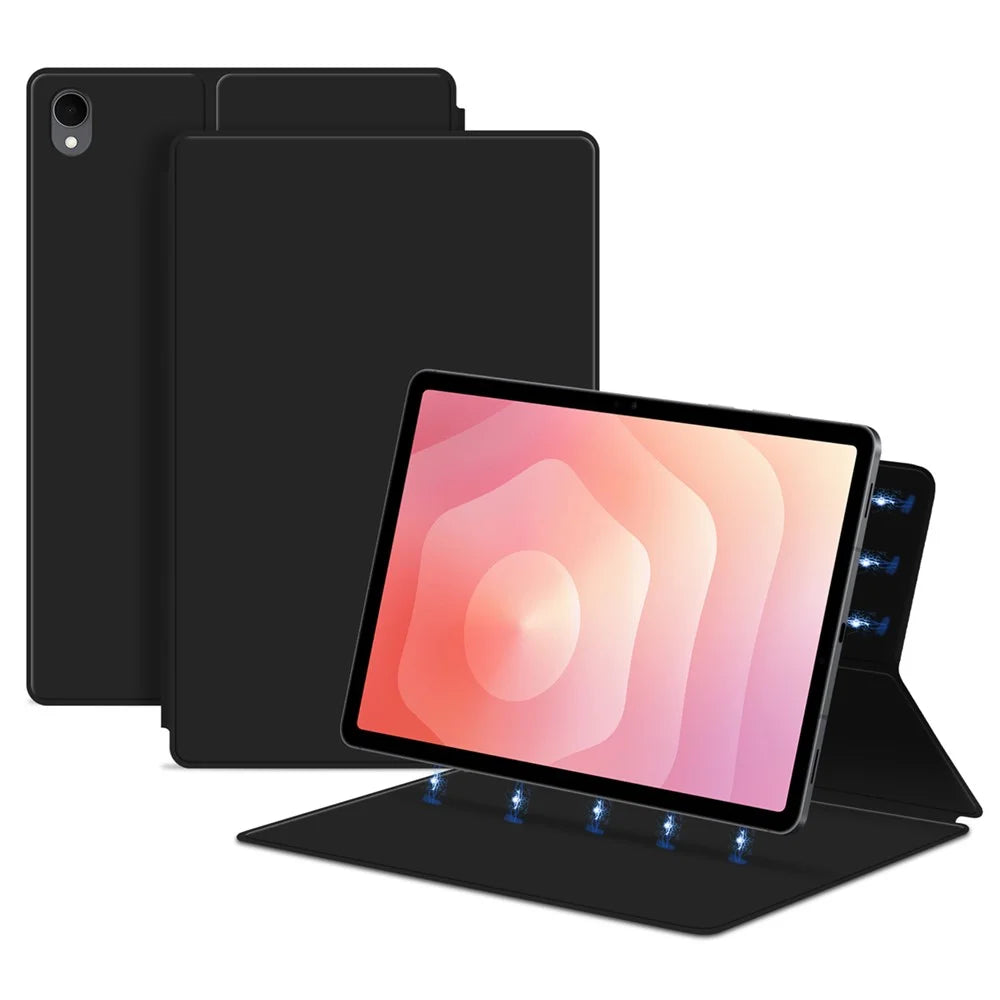 For Samsung Galaxy Tab S11 Case Stand Magnetic Leather Tablet Cover with Auto Sleep / Wake - Black - 2