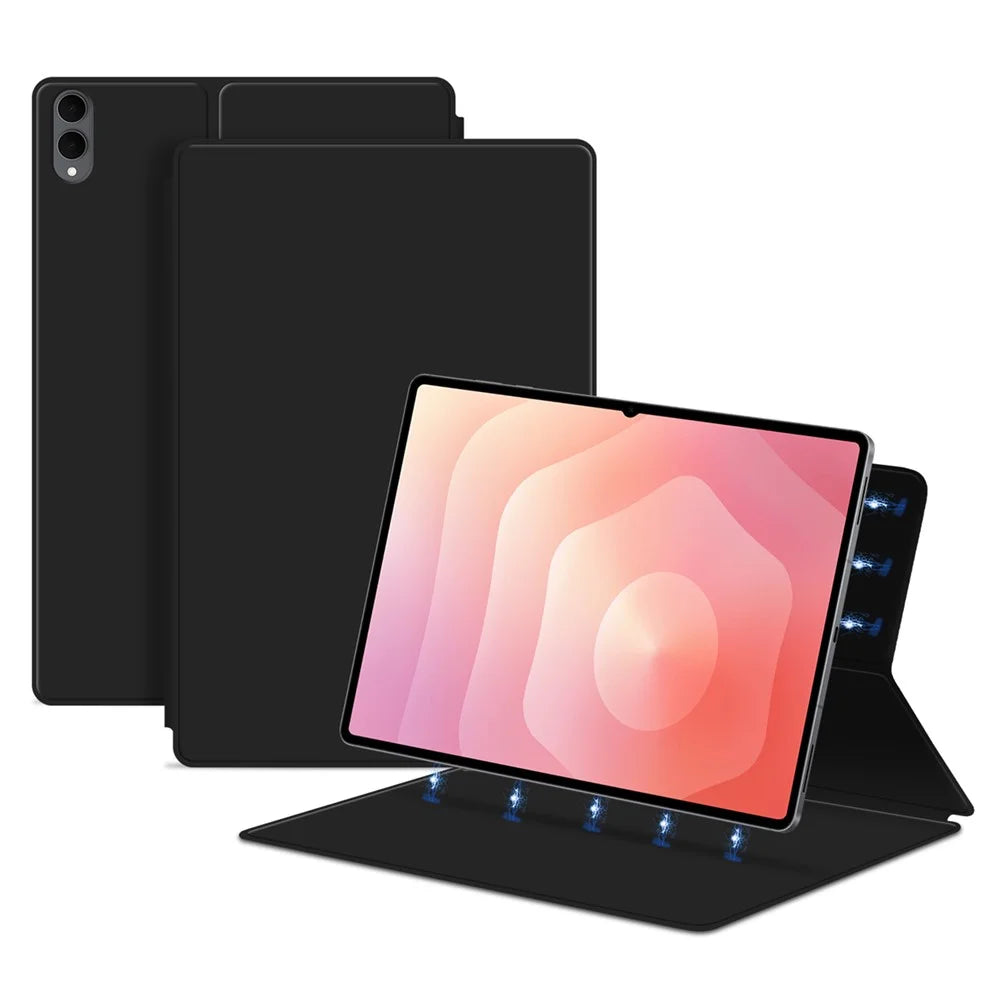 For Samsung Galaxy Tab S11 Ultra Case Stand Magnetic Leather Tablet Cover with Auto Sleep / Wake - Black - 2