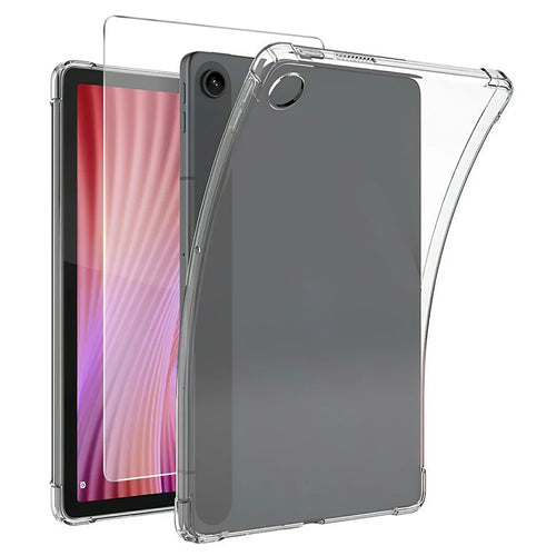 For Lenovo Tab 10.1 (2025) Case TPU Drop-Resistant Clear Tablet Cover + Tempered Glass Screen Film - 1
