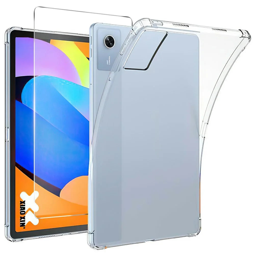 For Lenovo Tab M11 Case TPU Drop-Resistant Clear Tablet Cover + Tempered Glass Screen Film - 1
