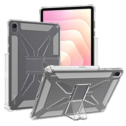 For Samsung Galaxy Tab S11 Clear Case Kickstand Shockproof TPU + PC Tablet Cover with Pen Slot - 1