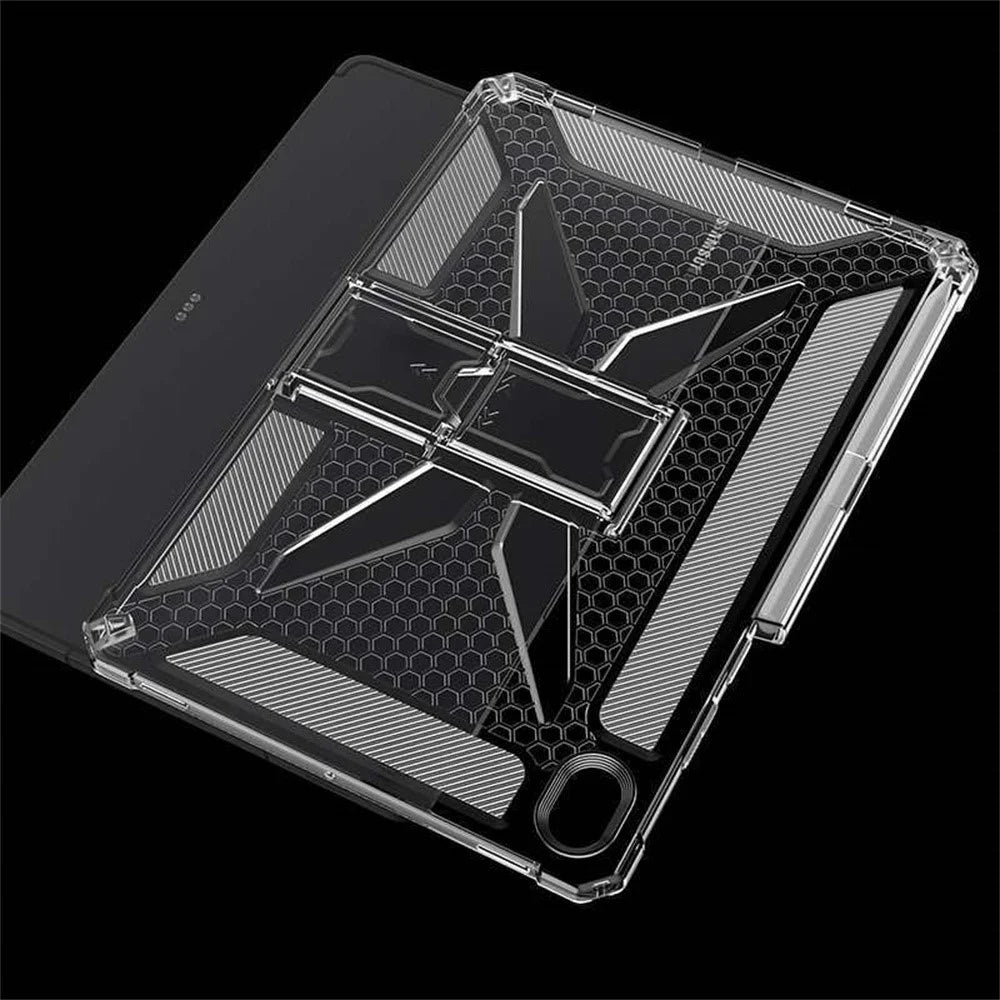 For Samsung Galaxy Tab S11 Clear Case Kickstand Shockproof TPU + PC Tablet Cover with Pen Slot - 7