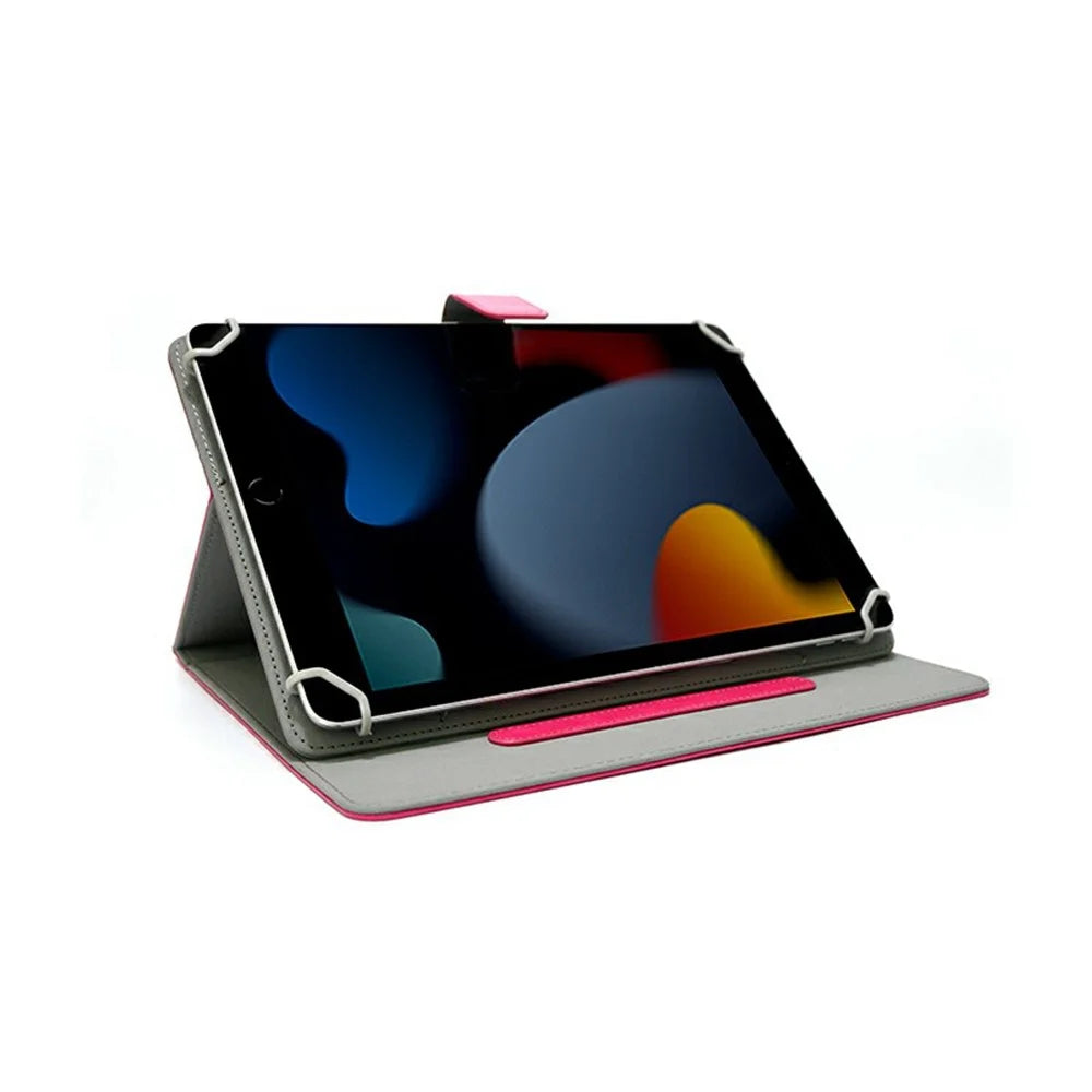 For 9 - 10 Inch Tablets Case with Stand Card Holder Universal Hook Design Leather Cover - Red - 3